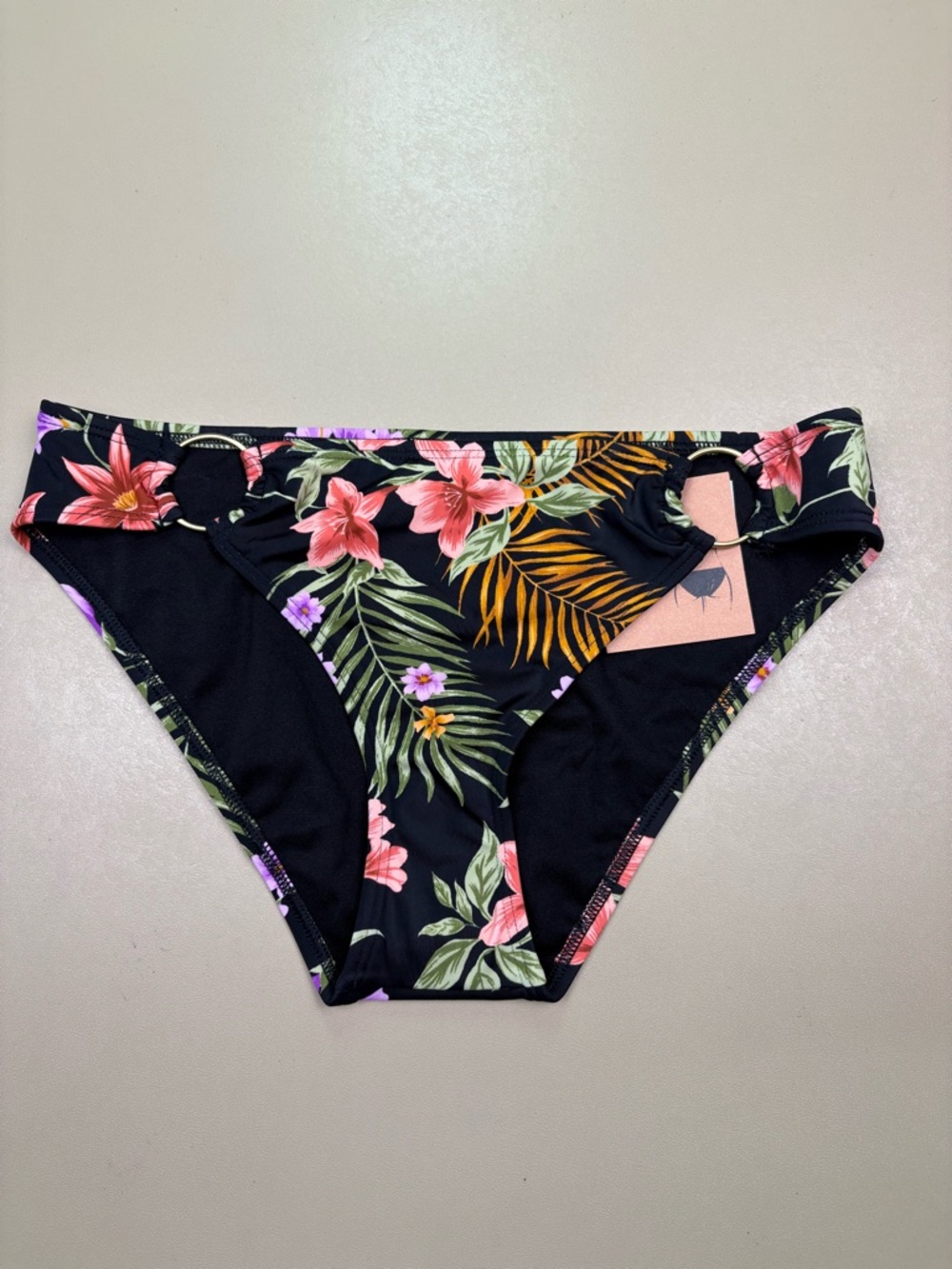 Shade Shore Bikini Bottom Tropical Floral Ring Side Small NWT